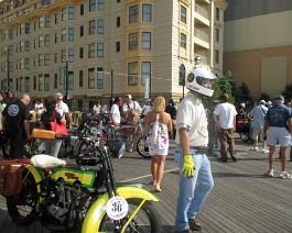 2016 Cannonball 09-10 IMG_1151 Sept 10, Atlantic City, NJ:    John Pfiefer’s Harley #36 shortly before the fire.