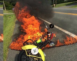 2016 Cannonball 09-10 Pfeifer Sept 10 Mile 91:    The race ends here for Pfeifer's Harley.