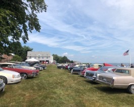 2019 Cadillac LaSalle Show IMG_9872 Two rows of Cadillac cars on the back lawn.