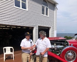 2019 Cadillac LaSalle Show IMG_9901 Dick Shappy honors WW2 veteran Domenic Giarrusso who spoke of his missions on a B-24 bomber over Germany.