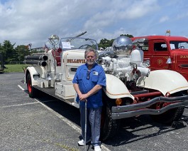 2023 Society for the Preservation and Appreciation of Antique Motor Fire Apparatus in America 4821 Dick Shappy with his 1939 Ahrens Fox HT Hercules from Belleville, New Jersey.