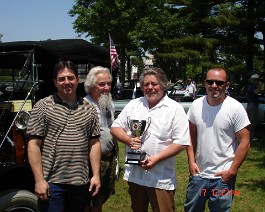 DSC02197 Dick Shappy after receiving this year's "Best Of Show" award at the New England region Cadillac LaSalle show, Portsmouth Abbey Portsmouth, Rhode Island, June...