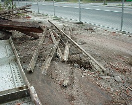 DSC00857 While at the demolition site, Dick Shappy asked the demolition crew if they would be so kind to donate some track from the site to be displayed with the 1911...