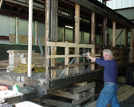 DSC00882 Chris inspecting the just completed oak understructure.