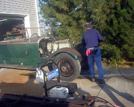 1916 Crane-Simplex Torpedo Runabout DSC00885 Pressure washing is the first step taken.